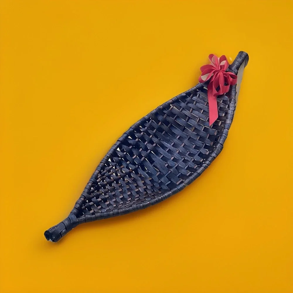 VTG Leaf‎ Shaped Rattan Basket/Wall Hanging Made In Portugal 18